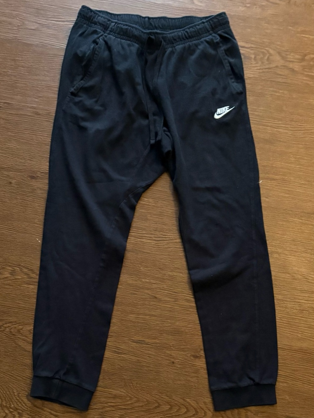 Nike Sportswear Club Fleece Joggers Black Sweatpants Cuffed Men's Size M
